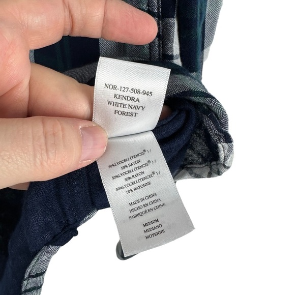 Rails Sz M Women's Kendra White Navy Forest Thick Lined Button Down Shirt - Picture 10 of 14